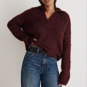 Madewell Burgundy Fuzzy Sweater